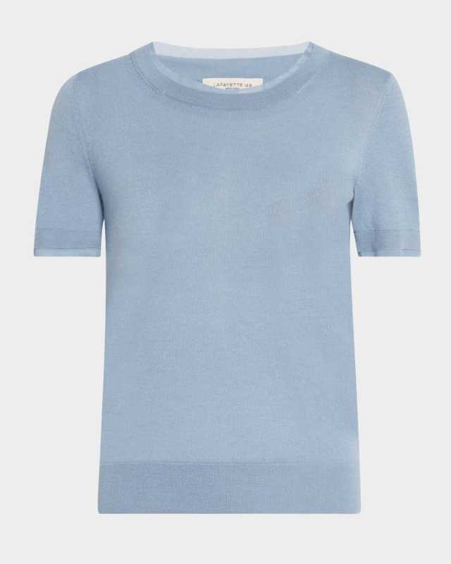 Crewneck Chiffon-Trim Sweat